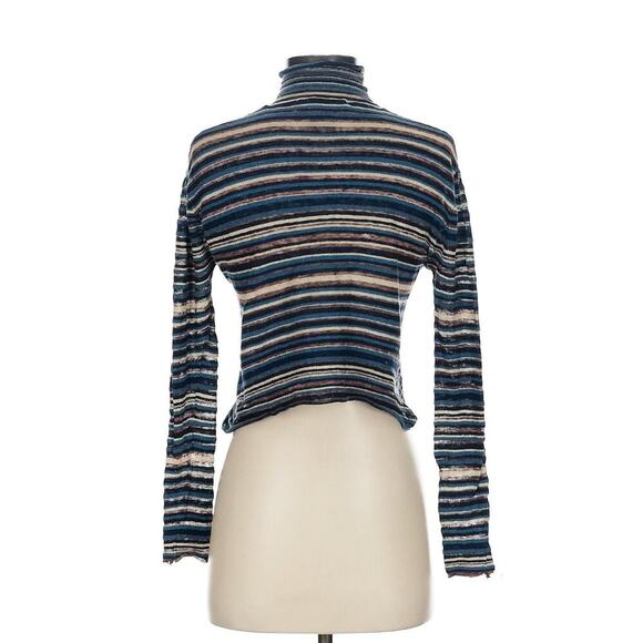 Ralph Lauren Collection Runway 1994 Long Sleeve Turtleneck Top Crop Blue Stripe - Picture 6 of 10